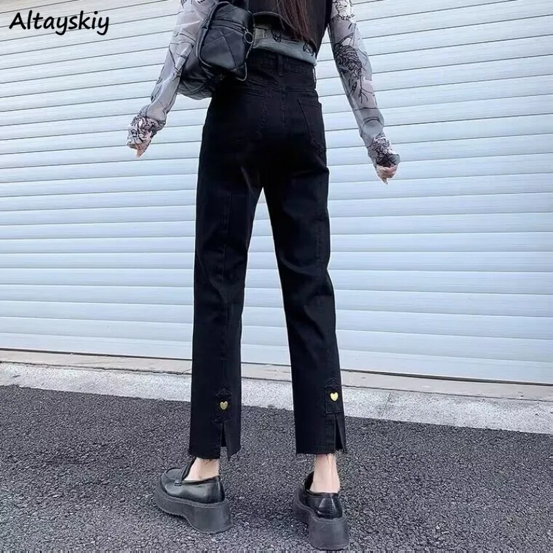 

Jeans Women Love Creativity Special Charming Korean Style Basics Prevalent All-match Autumn Leisure Vintage Young Ladies Cozy