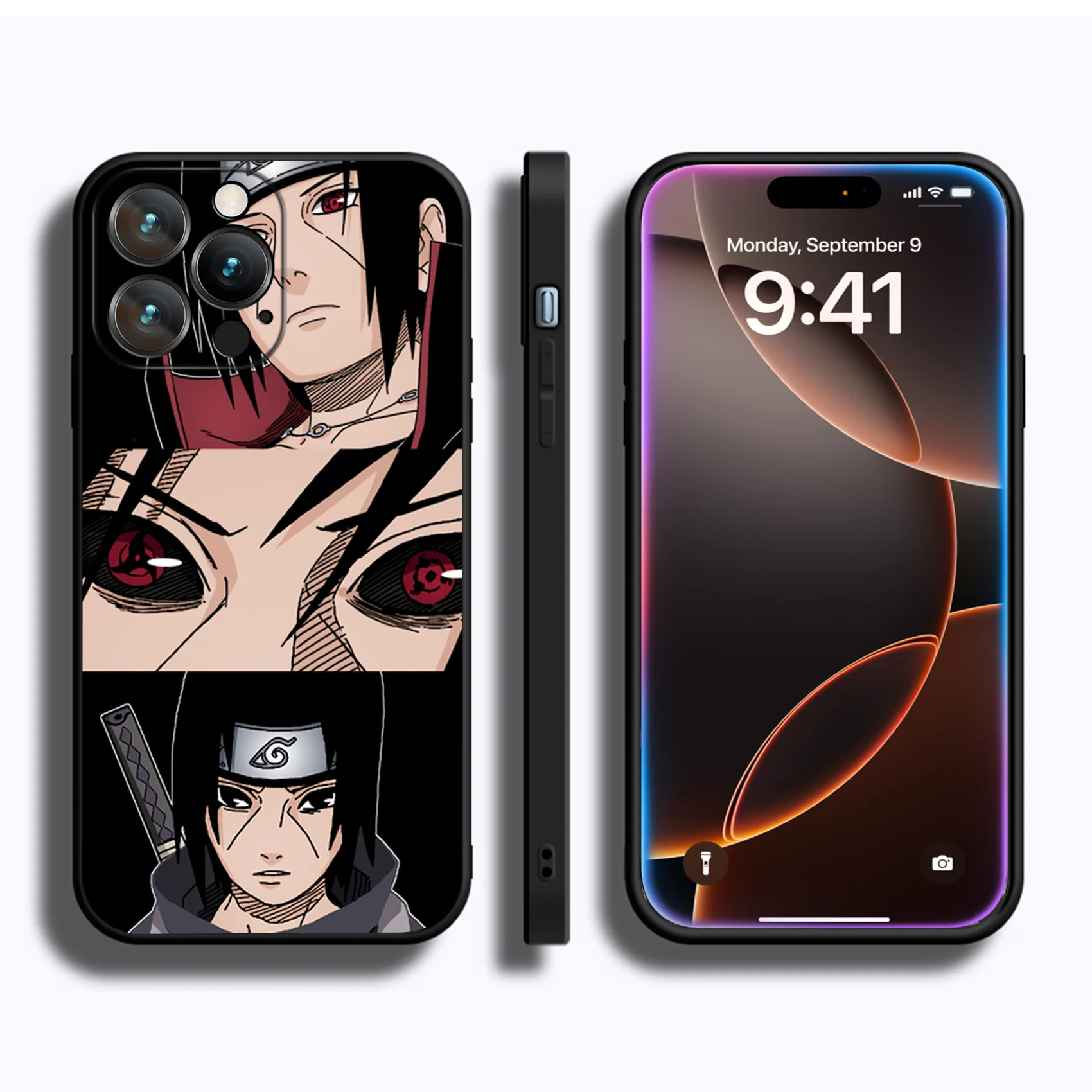 MINISO Case for iPhone 16 Pro Max Anime Akatsuki Uchiha Itachi Soft Silicon Cover for iPhone 16 15 14 13 12 11 Pro Max Plus