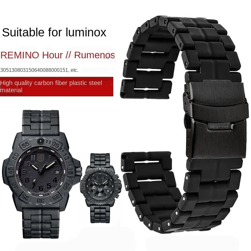 Plastic Steel Watchband For Luminox Watch 0151 0351 3050 3080 8800 Series Sports man Bracelet Time Watch Strap Black 23mm