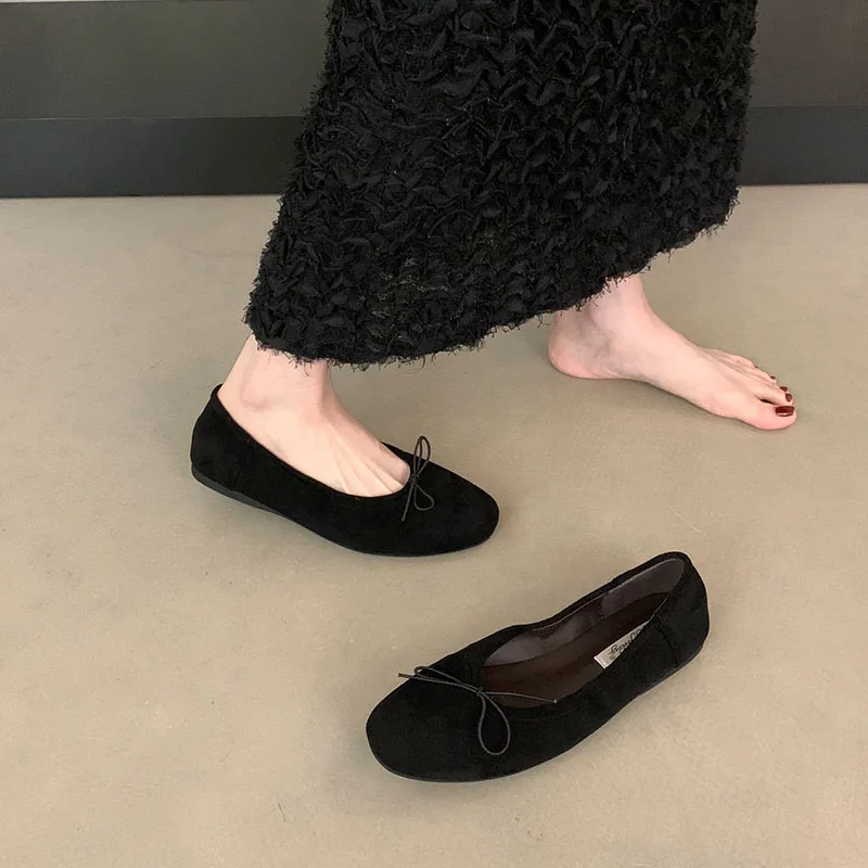 Neue modische Ballerinas mit Schmetterlingsknoten für Damen, flache Schuhe, lässige Ballerinas mit runder Spitze, flache, weiche Damen-Slipper. – Detail 2