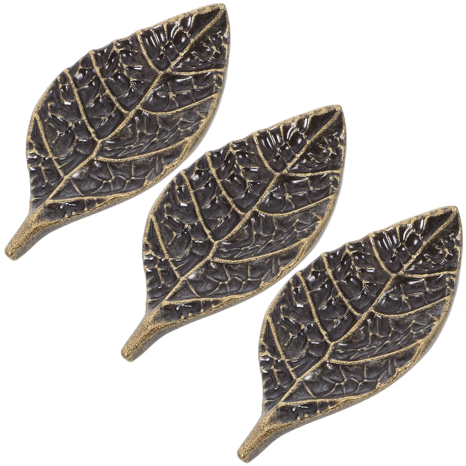 3Pcs Home Handles Leaf Shape Decorative Knobs Artistic Furniture Drawer Pulls Cabinet Wardrobe Dresser Hardware