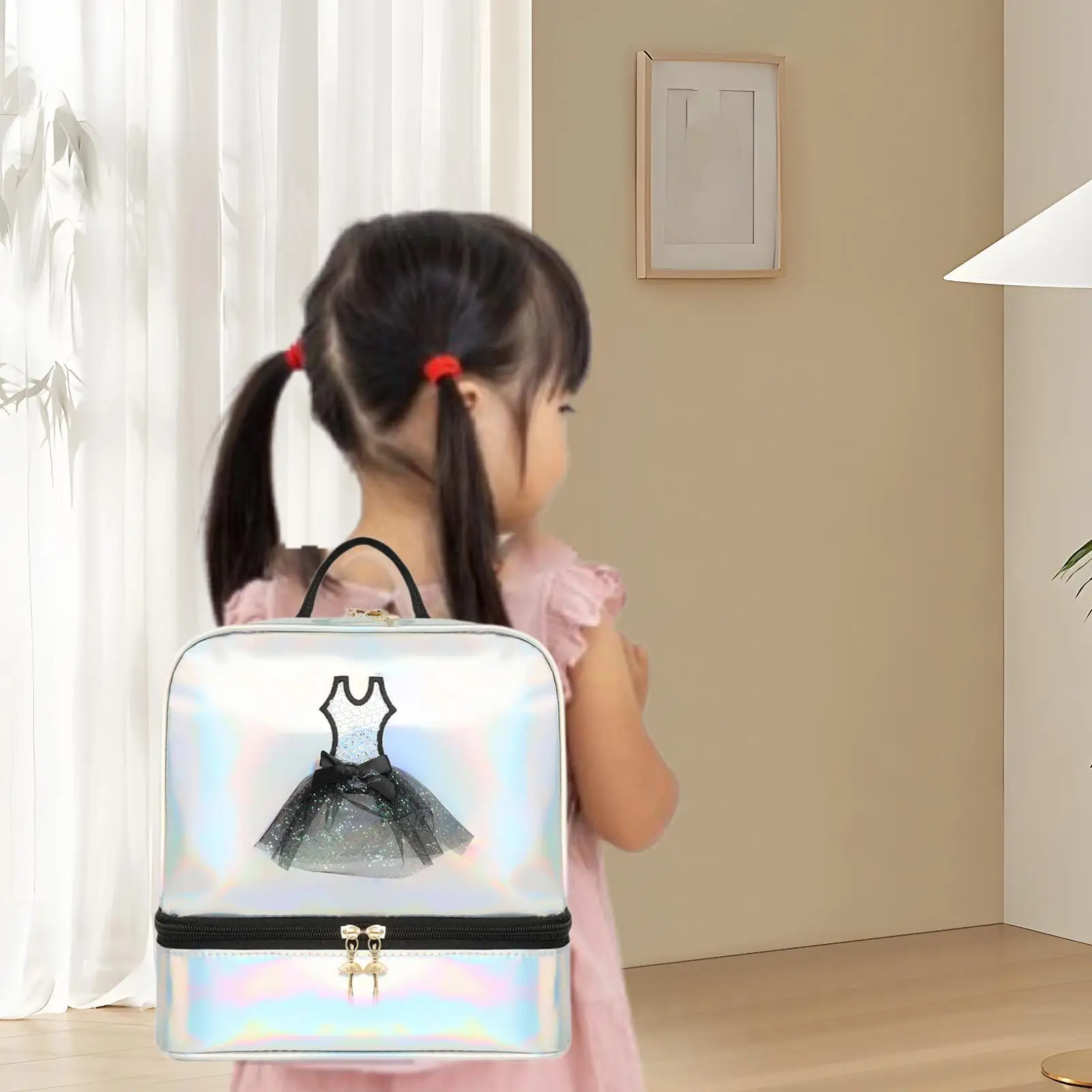 Ballet Dance Backpack Cute with Shoe Compartment for Gymnastics Latin Dance