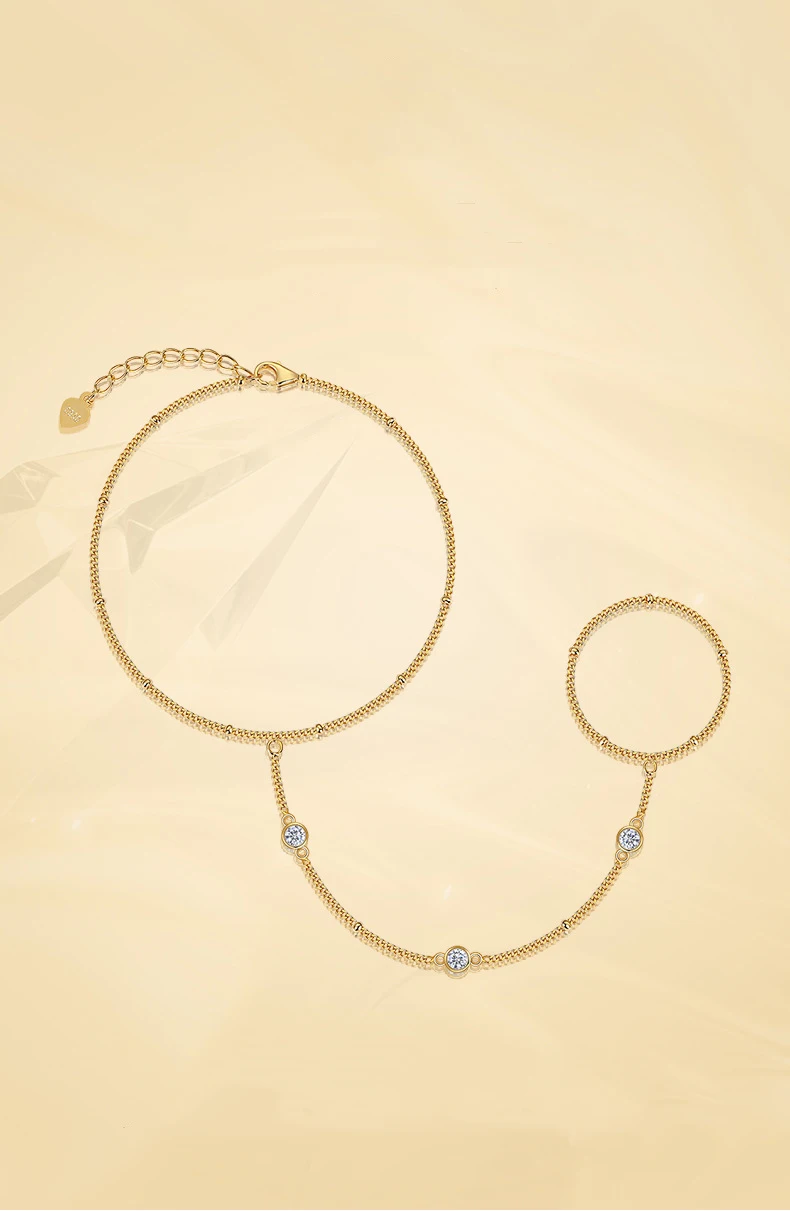 

3mm Bubble Moissanite Adjustable Bracelets 25 Sterling Silver Plated 18K Wholesale Jewelry