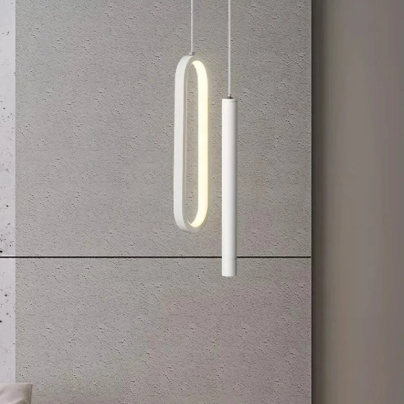 Nowoczesny połysk minimalistyczny żyrandol LED wisiorek światła Nordic sypialnia nocna długa linia światła zawieszenia oprawa Home Decor