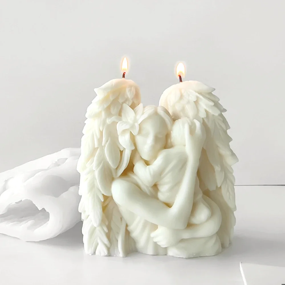 

Relief Wings Angel Scented Candle Silicone Moulds Mommy Hug Baby Resin Making Tools Gifts for Mom Human Body Gypsum Artist Decor