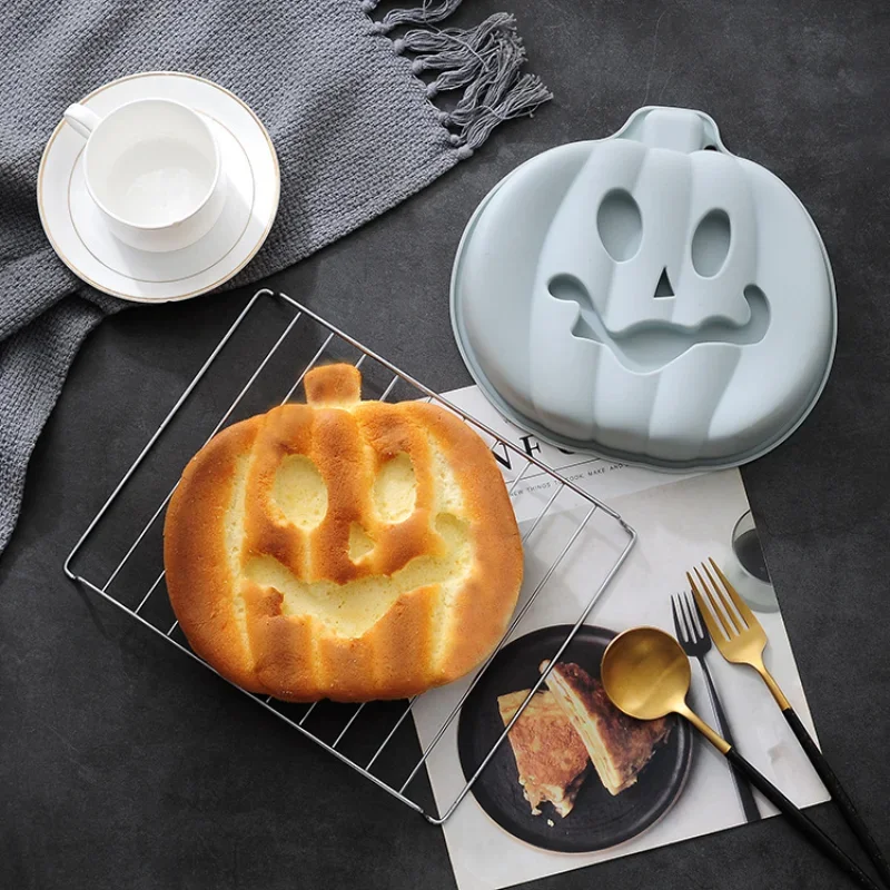 Halloween Silicone Stencils Pumpkin Face Cake Baking Pan Casting Die Soft Puddings Template For 8.3inch Reposteria