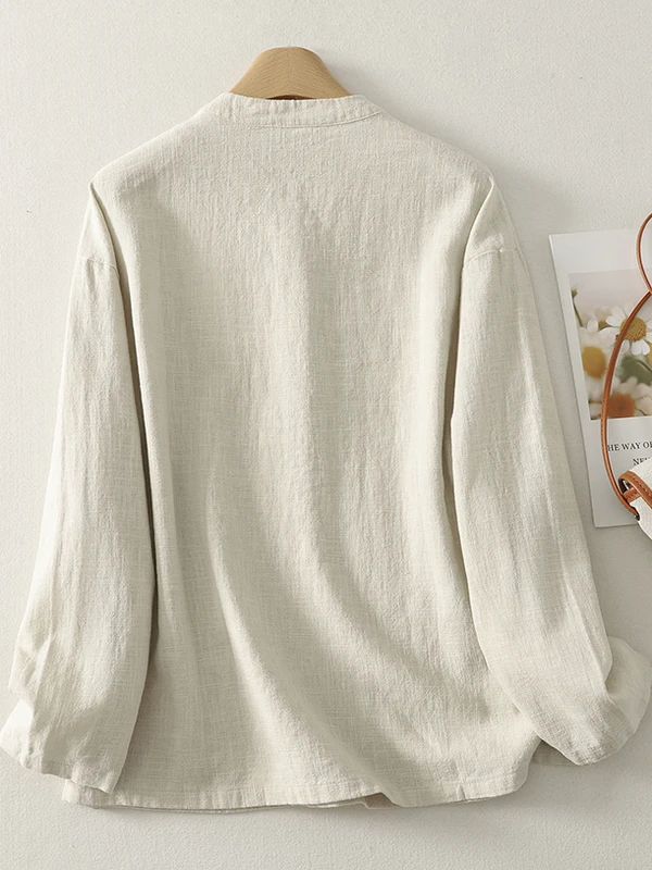 ボヘミアンスタイル 大きめサイズ レディース コットンリネン irt 禅精神 太極拳 パフォーマンスウェア ボタンディテール ルーズフィット カジュアルウェア