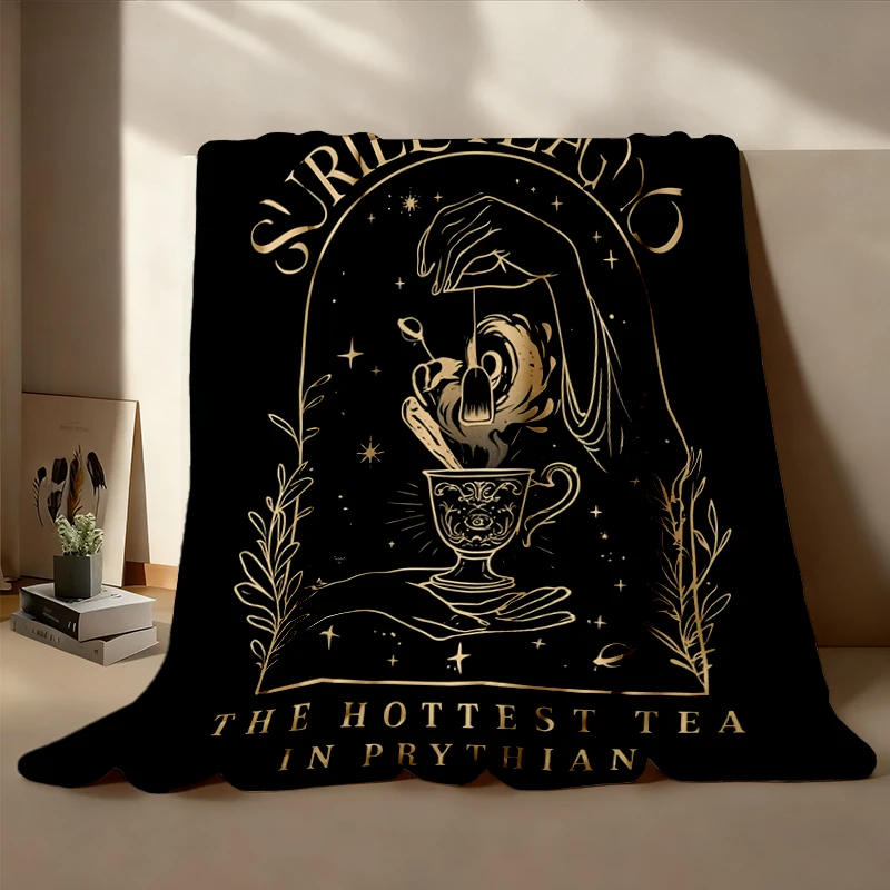 A Court Of Thorns And Roses Flannel Blanket, ACOTAR Suriel Tea Flannel Throw, Book Lover Cozy Blanket