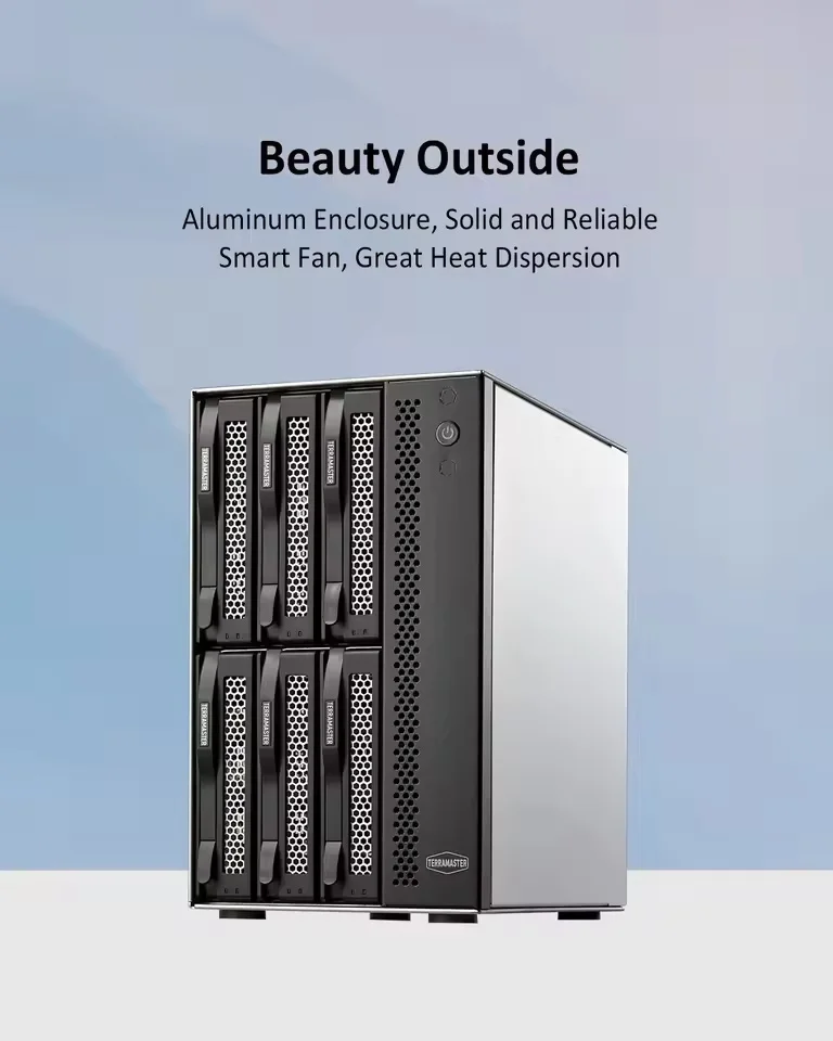 TERRAMASTER T6-423 6Bay NAS-High Performance for SMB with QuadCore CPU 4GB DDR4, 2.5GbE Portx 2,Network Storage Server(Diskless)