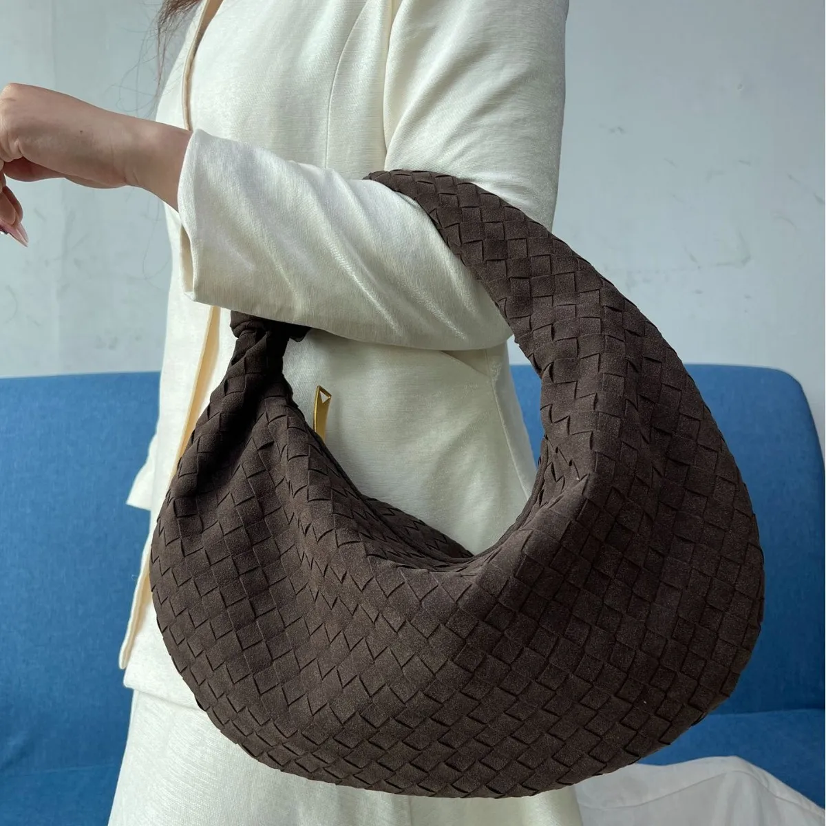 New woven bag high-end western-style casual armpit bag women's single shoulder handbag large dumpling bag hand-held bag