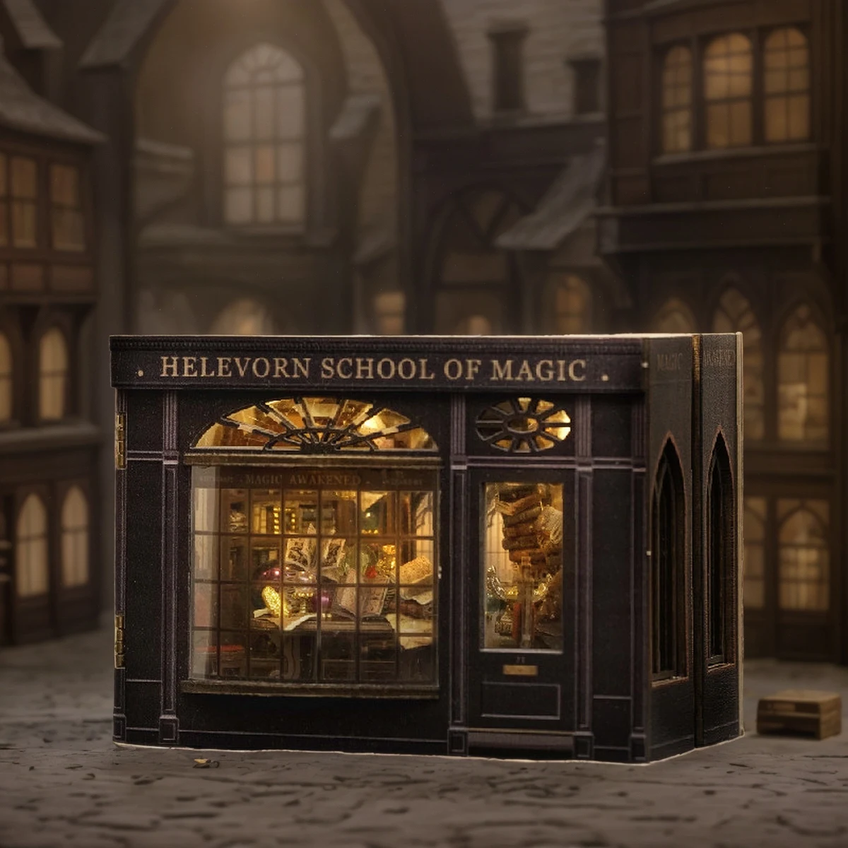 OUZEY フリップページ 3D 木製キューブ DIY キット - 「魔法の冒険」ミニパズルキューブ、接着剤不要のプレカットモデル、クリエイティブな魔法のおもちゃギフト