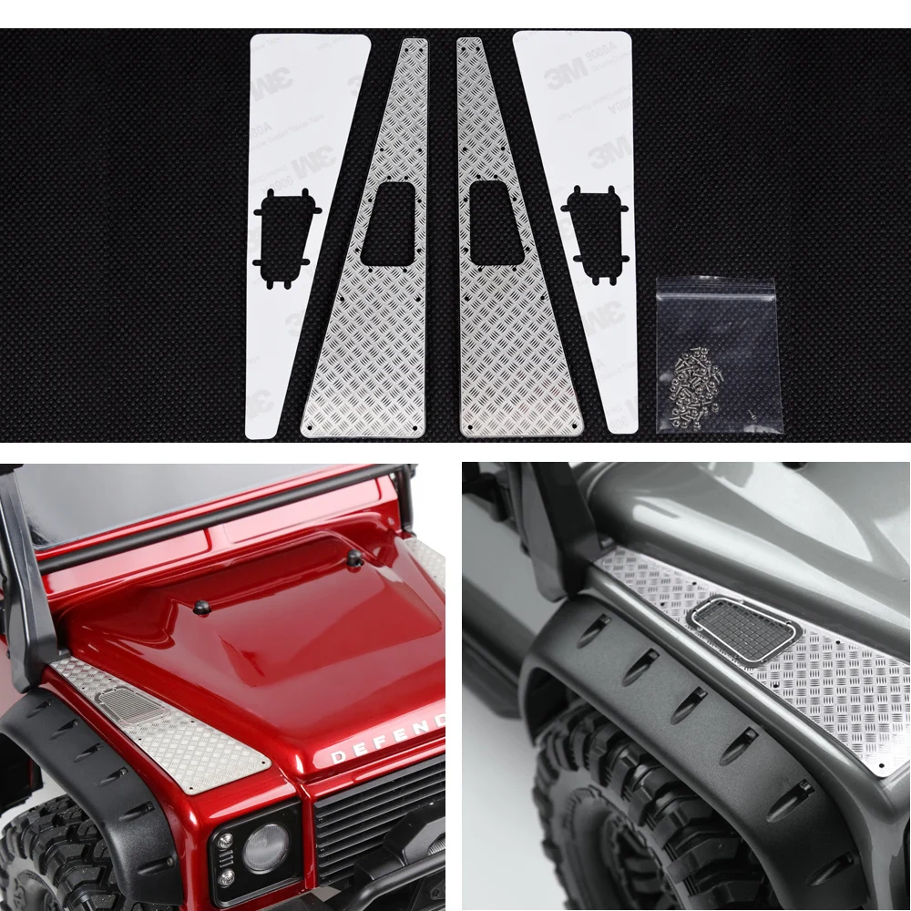 YEAHRUN Engine Cover Side Skirt Pedal Tailgate Top Skylight Skid Plate for TRX-4 Defender 1/10 RC Car Shell Body Decoration Part