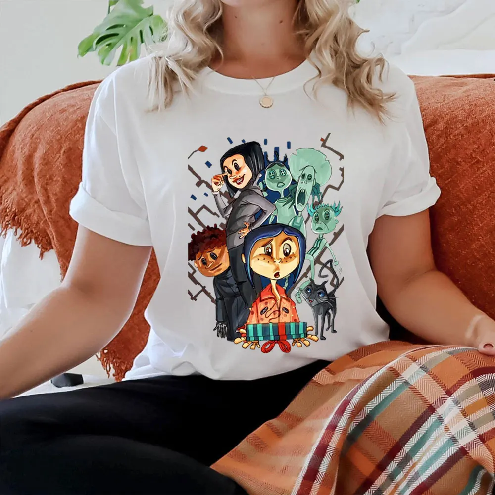 2025 Main Character Coraline Art Unisex Vintage Votton TShirt Coraline Women Tee Coraline Movies Fans Short Sleeve Shirt Tops