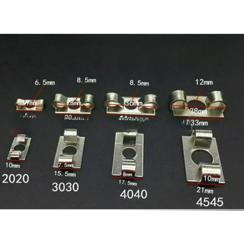 50PC/LOT M6/M8/M12 Spring Elastic Connectors 2020 3030 4040 4545 Series Aluminum Profile Built-in Fitting Fasteners