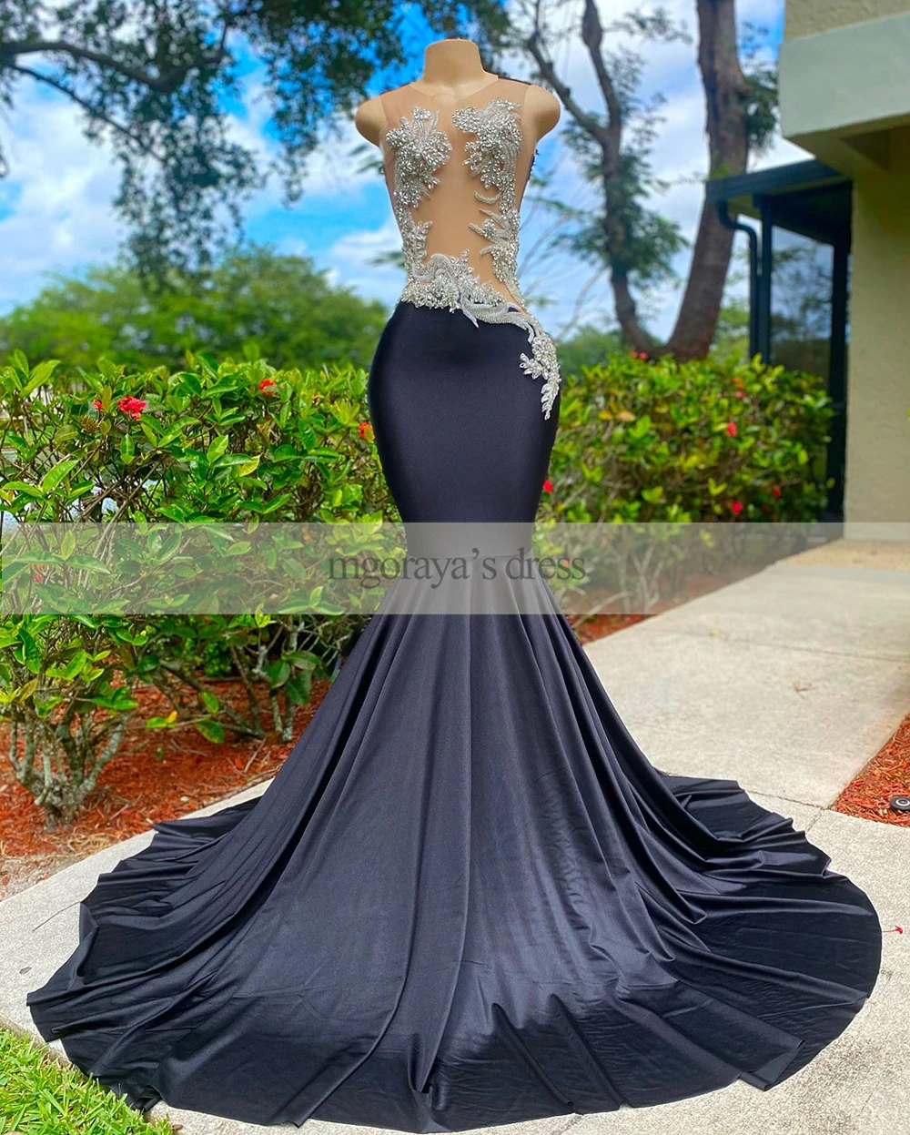 Long Black Prom Dresses 2025 Luxury Rhinestone Diamond BeadAfrican Sheer Mermaid Evening Gowns for Graduation Party Customized