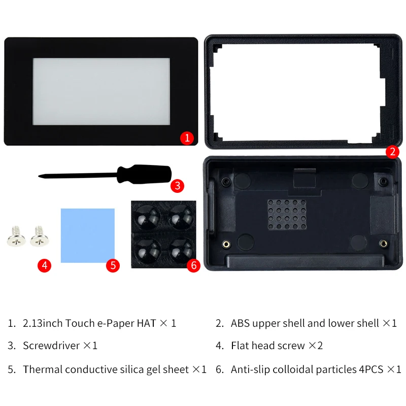 Pantalla táctil SPI de 2,13 pulgadas, módulo de pantalla de tinta electrónica, kit de inicio de sombrero para Raspberry Pi Zero 2 W WH 250 × 122 con carcasa de ABS