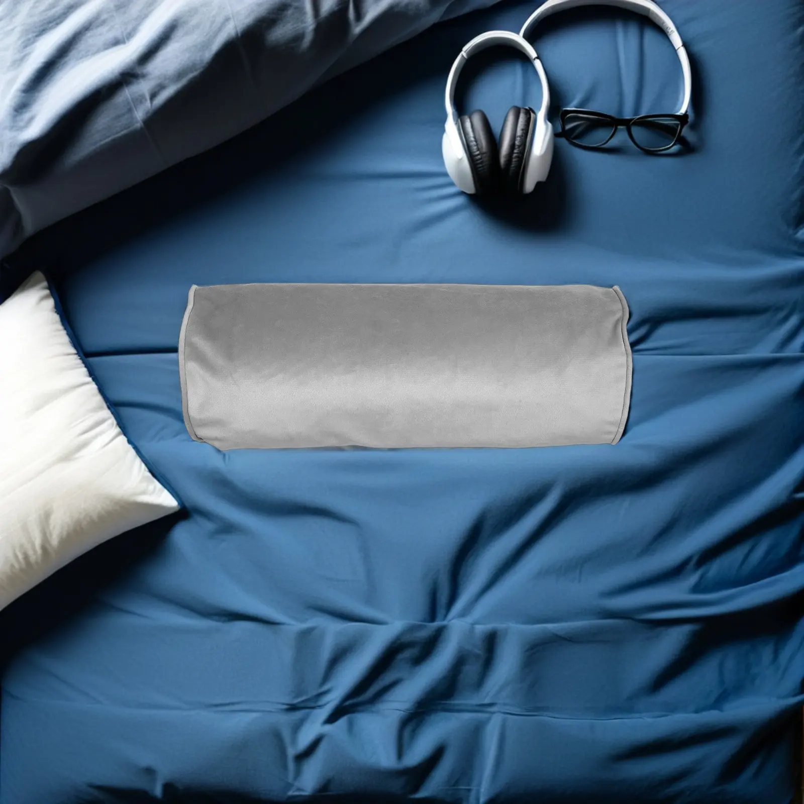 2Pcs Neck Pillow Protector Covers Cylinder Bolster Pillow Covers Tube Pillowcase Hidden Zipper Washable Removable Bedroom Spa