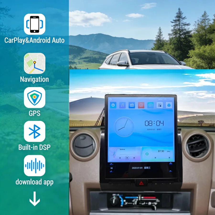

12.1inch Screen For Toyota Land Cruiser 76 LC70 LC76 LC79 2007-2025 Android Multimedia Player Stereo Car GPS Navigation 4G WiFi