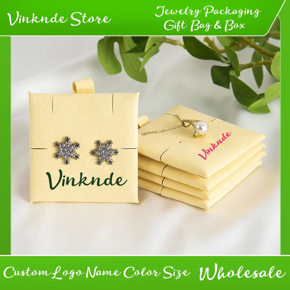

Luxury Microfiber Jewelry Display Package Card Earring Necklace Holder Custom Logo Wedding Travel Gift Jewellry Bag Insert Pads