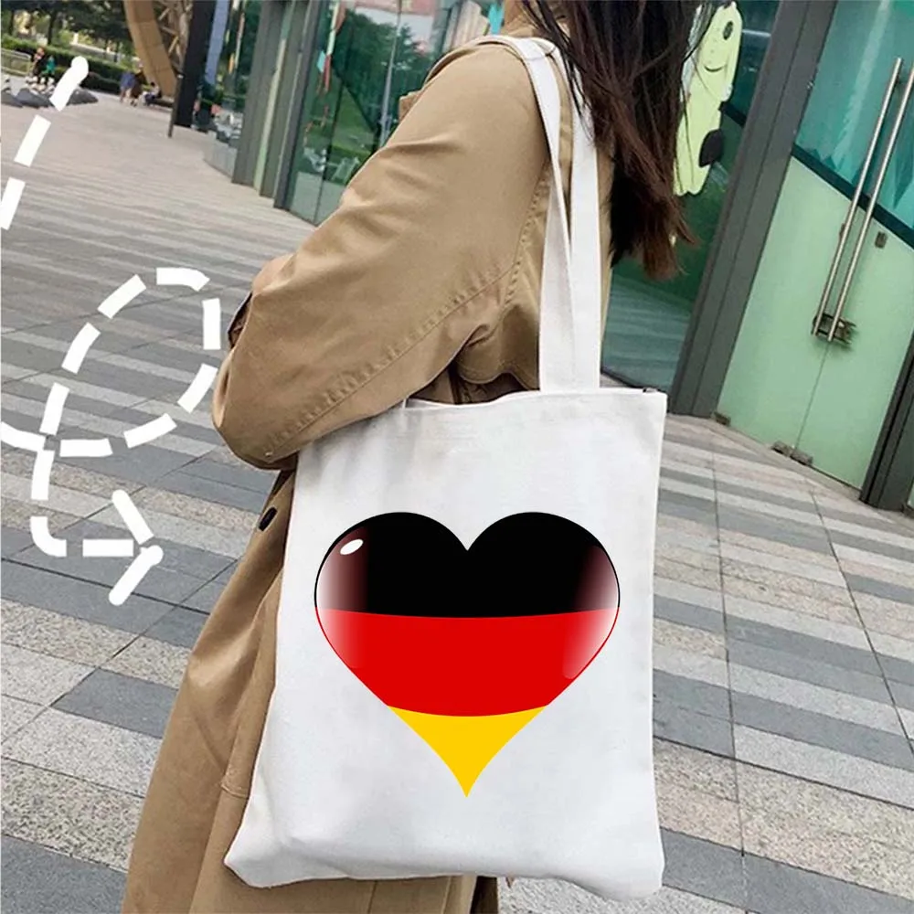 Berlino monaco germania mappa Love Heart Flag Coat of Arms Marienplatz Bavaria German Girl punti di riferimento Canvas Tote Bag Fashion Handbag