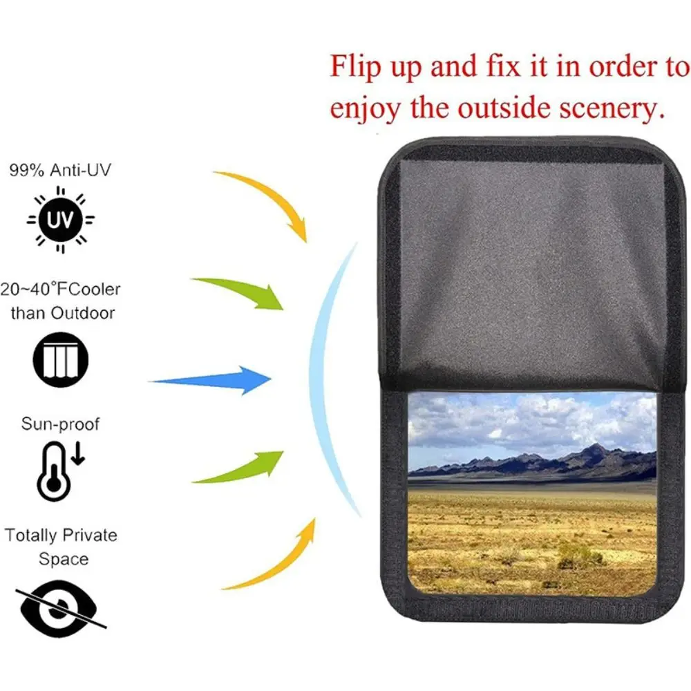 

Removable Oxford Cloth RV Door Window Sunshade Black Foldable Car Sun Visor Blackout Curtain Camper Caravan