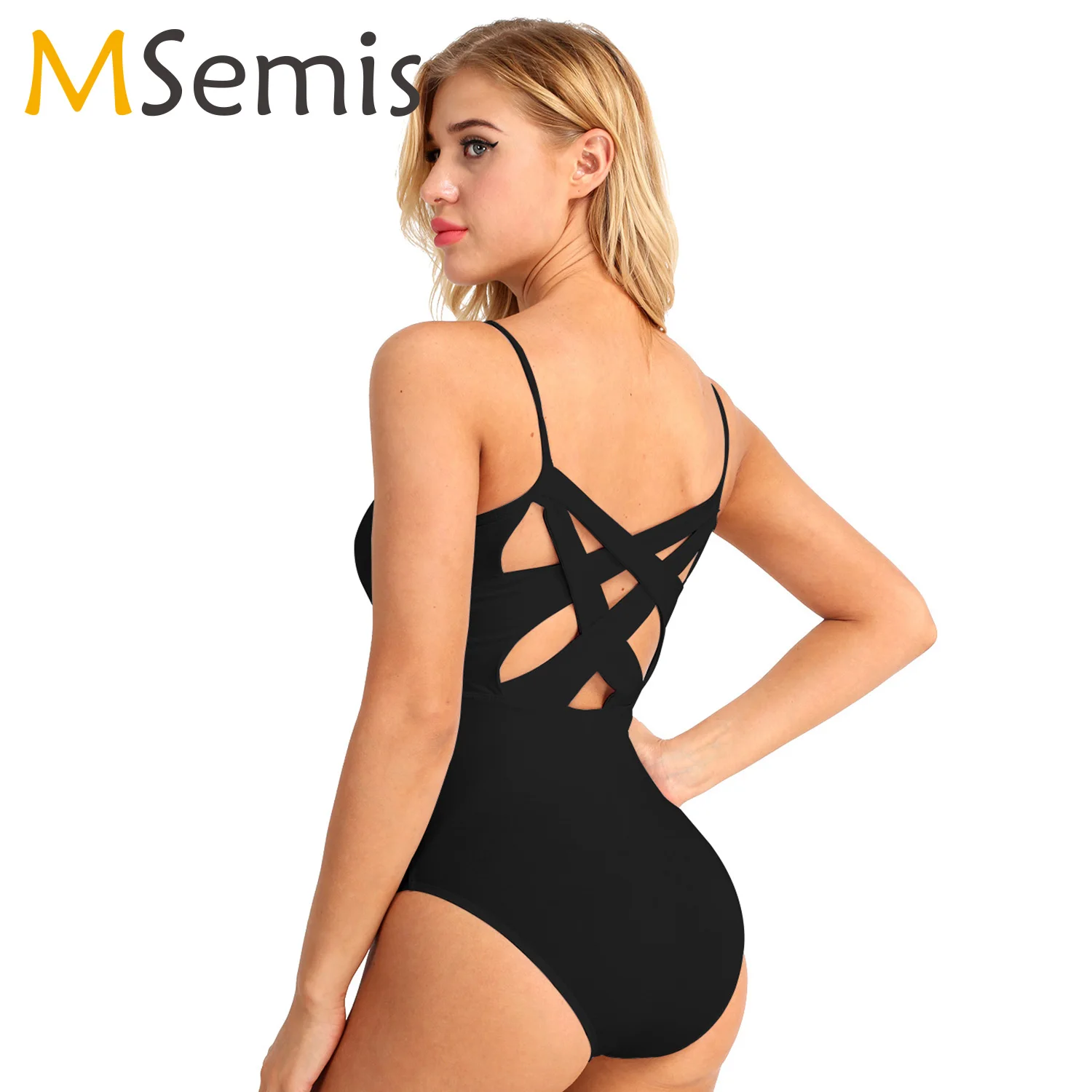 MSemis Women Adult Criss Cross Shelf Bra Ballet Dress Dancer Ballet Leotards for Women Ballerina Gymnastics Leotard Dancewear