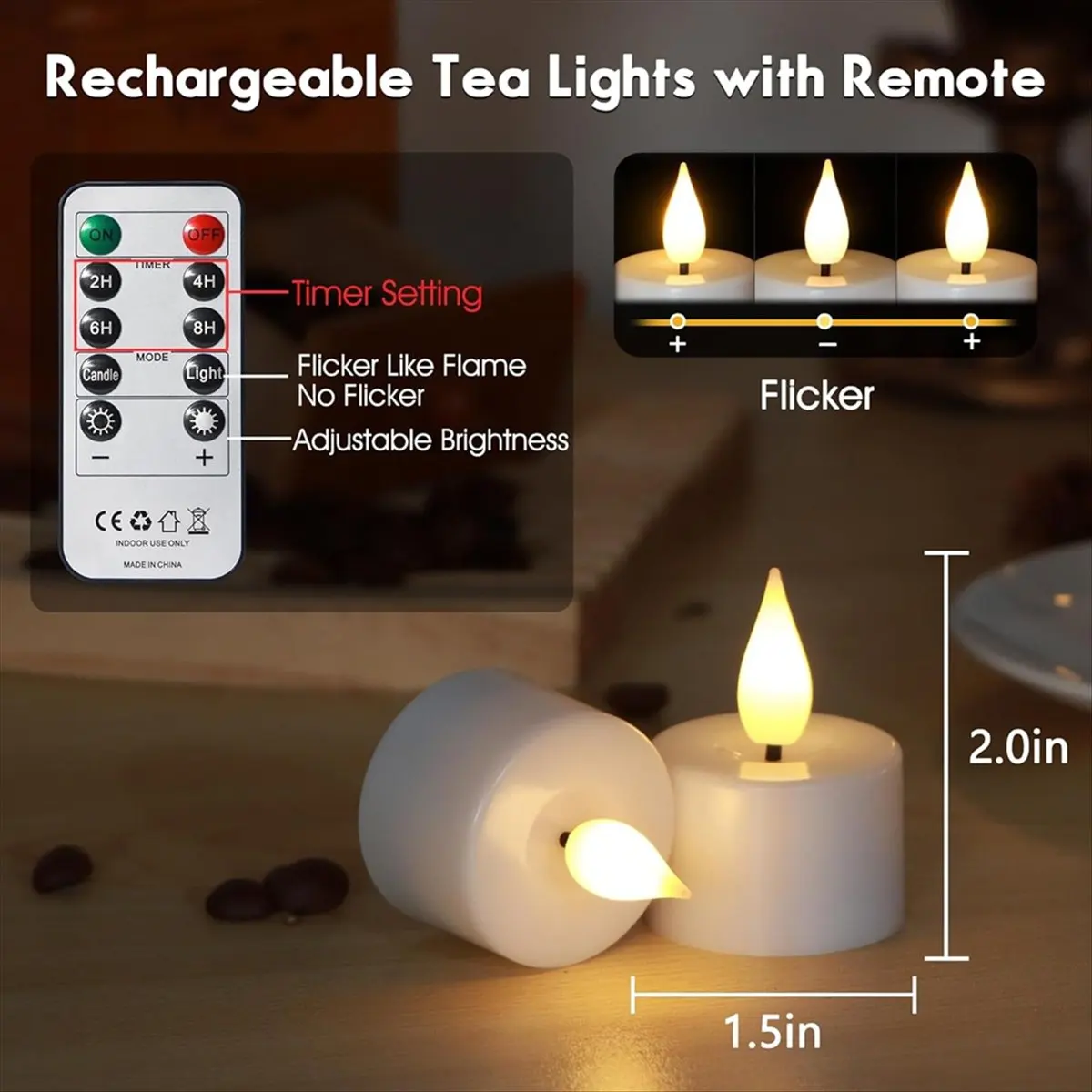 【45% OFF】Rechargeable Flameless Tea Lights with Charging Base & Remote Timer, for Home Christmas Wedding Decor 12 Pack