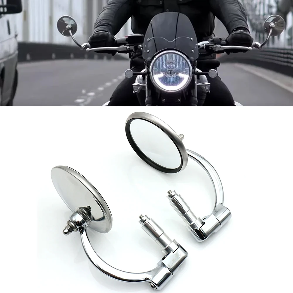 

Universal Motorcycle Chrome Aluminum 7/8" 22MM Side Rear View Mirrors Handle Bar End For Dual Sport bike Cruiser Bobber Chopper