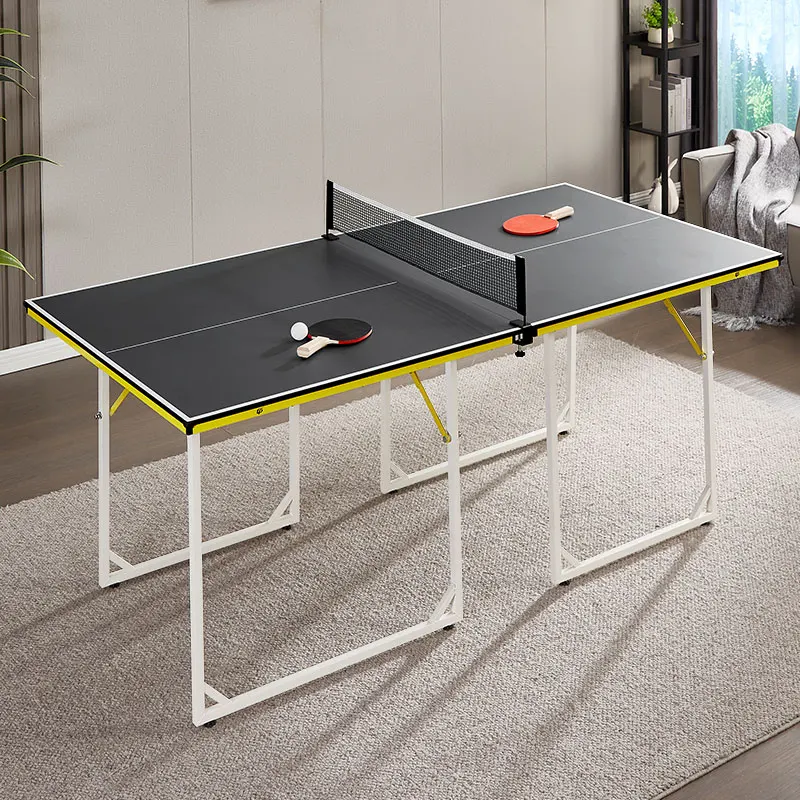 Folding Table Tennis Game Table MDF Material 2 Piece Portable Compact Design for Indoor Small Space Entertainment TT-1890 Black