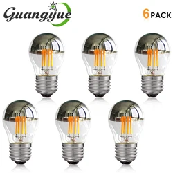 E27 E26 E14 E12 Silver Globe LED Light Bulb Retro Edison G45 4W 220V 110V Vintage Filament Bulbs Warm White Mirror Lighting Lamp
