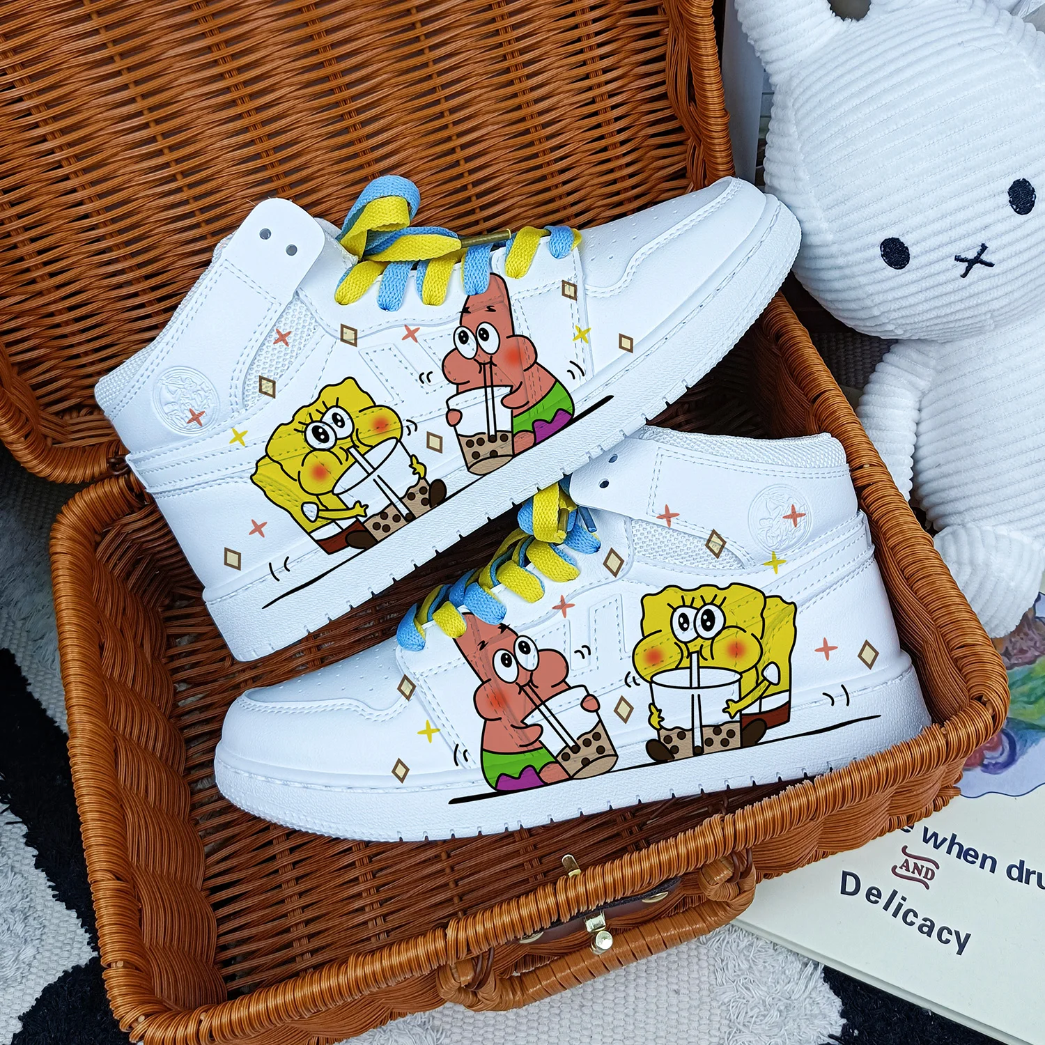 Original New cartoon SpongeBob SquarePants princess cute Casual shoes soft sports shoes for girlfriend gift EU size 35-44