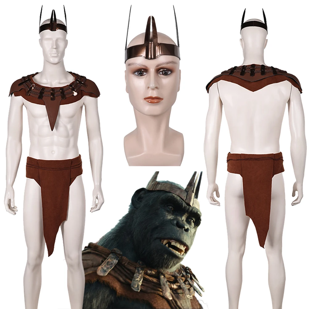 Proximus Caesar Male Cosplay Crown Suits 2024 Movie Apes Planet Costume Disguise Adult Men Roleplay Fantasia Halloween Outfits