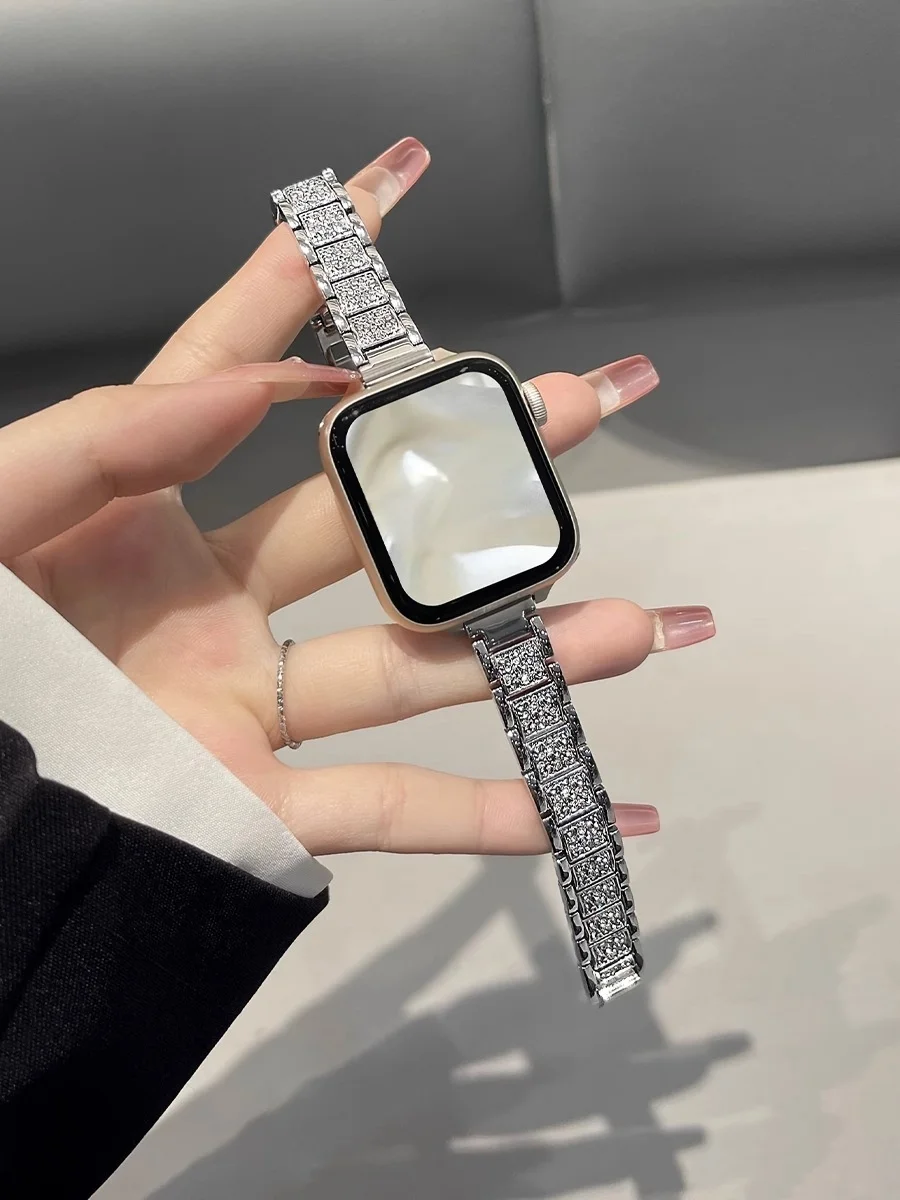 

Металлический ремешок для iWatch с дизайном «Звездное небо» и эффектом битого стекла, совместимый с размерами 38 мм, 40 мм, 41 мм, 42 мм, 44 мм, 45 мм, 49 мм, модный ремешок