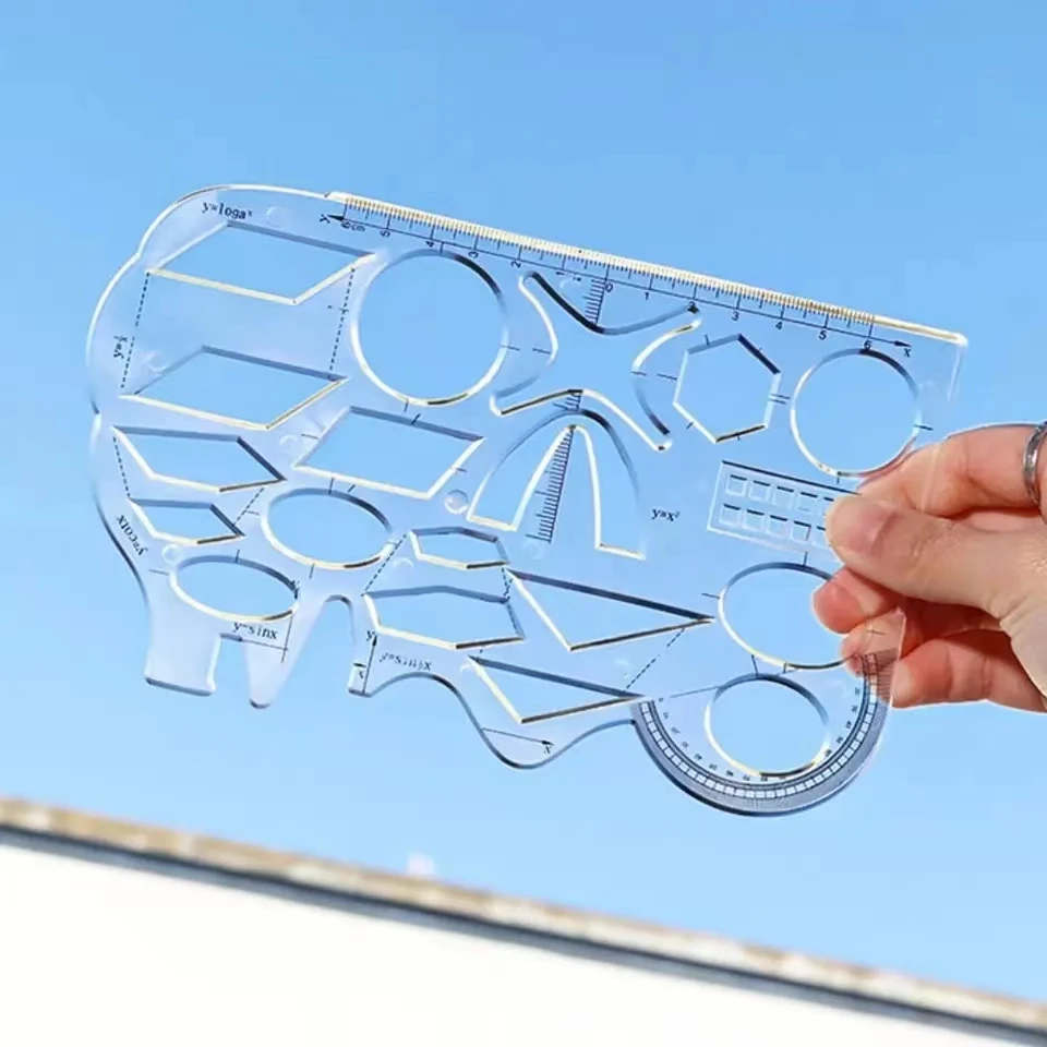 Règle Pliable en Plastique de Plusieurs Formes, Modèle de Dessin, Ovale, Géométrique, Courbe, Fournitures de Bureau