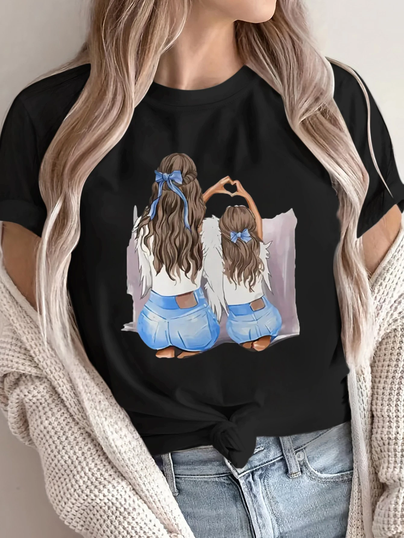 

Women's Mother'S Day Print T-Shirt Round Neck Short Sleeve Cotton Tees Retro Hip Hop Y2k T-shirt Summer Tops Women Clothing