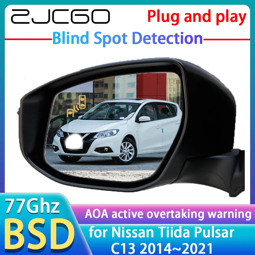 ZJCGO 77GHz Radar Detector BSD Blind Spot Detection Alert Mirror Assistance Accessories For Nissan Tiida Pulsar C13 2014~2021