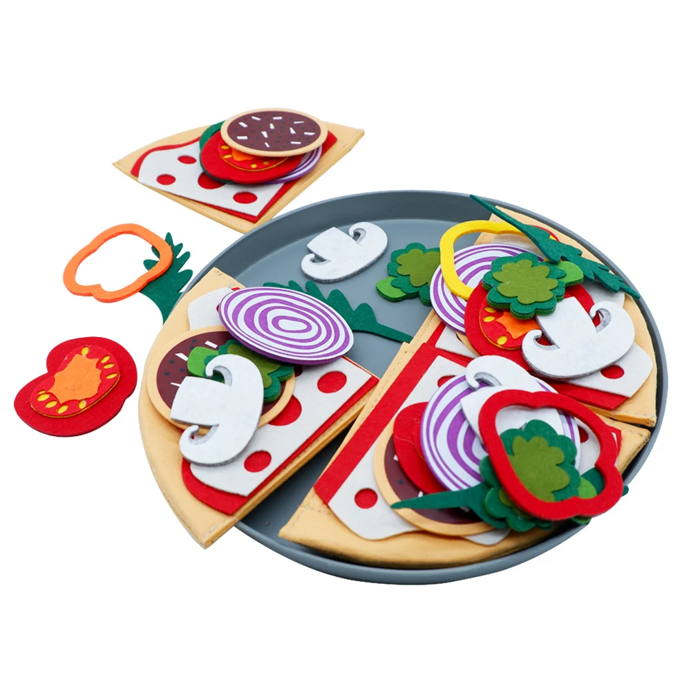 Play Kitchen Felt Pizza Toys For Kids Pretend Play Pizza Game Early Educational Felt Food Toys Role Play for Kids Girls Boys