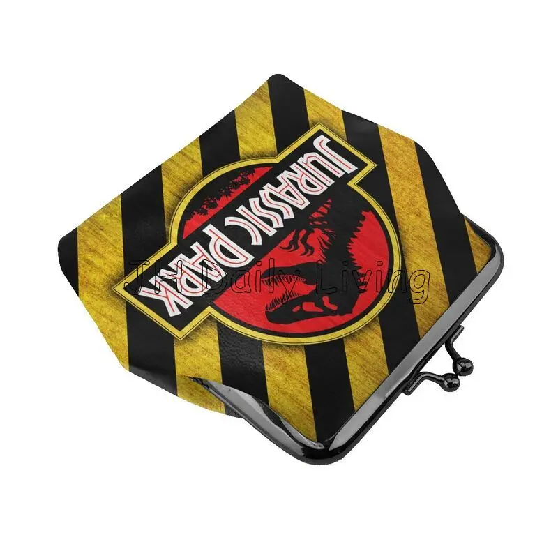 Jurassic Park Logo Print Leather Coin Purse Small Kiss-Lock Change Pouch Clasp Closure Buckle Wallet Gift for Women Girls Travel