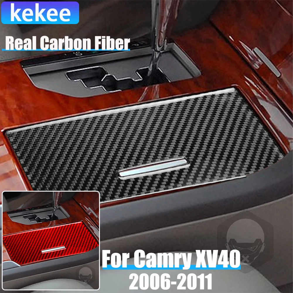 

Real Carbon Fiber Car Accessories Center Storage Cover Soft Sticker For Toyota Camry 6th Gen XV40 2006 2007 2008 2009 2010 2011