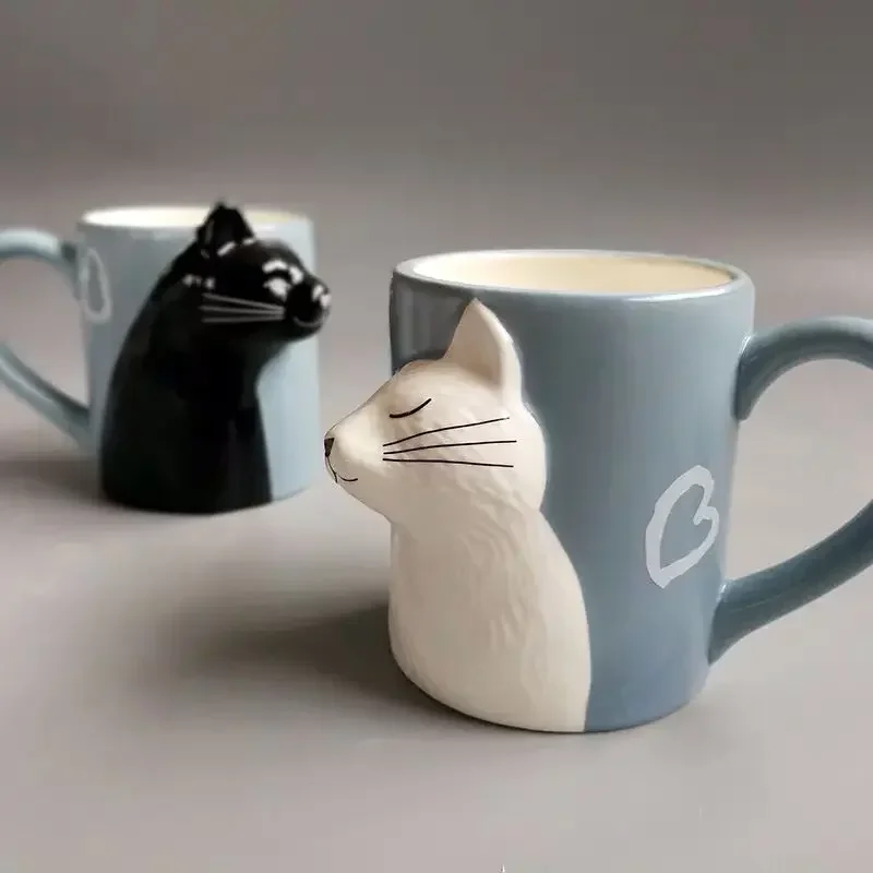 Deardali Special Couple Cat Cup Head Tilt Kill Kiss Cat Valentine 'S Day Creative Ceramic Cup Coffee Mug Gift