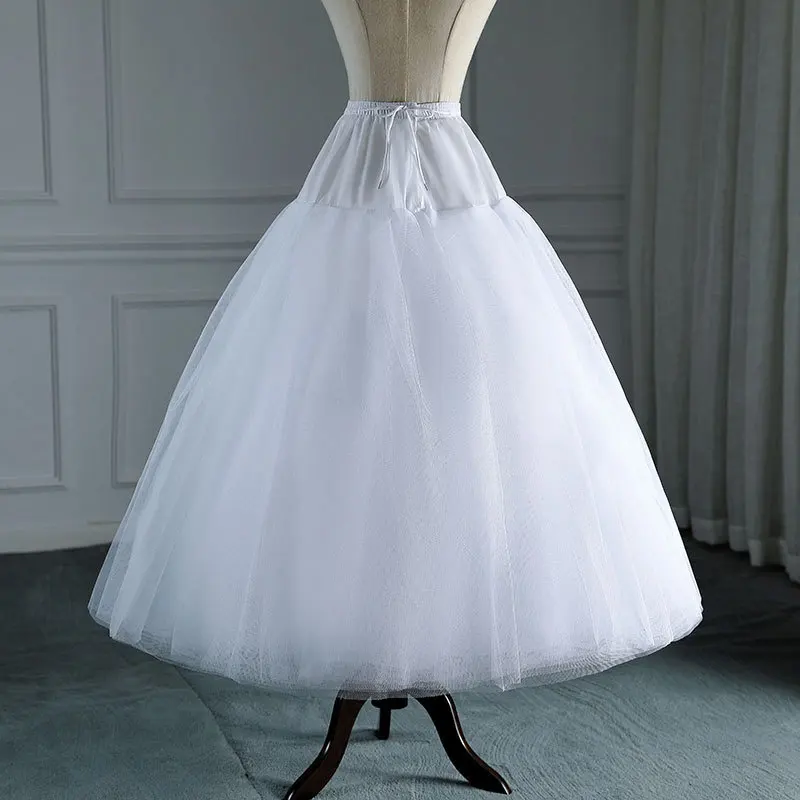 Jupon en tulle blanc pour robe de mariée de style ligne, sous-jupe longue, 4 à 8 couches, pas de cerceaux, accessoires de mariage pour patients