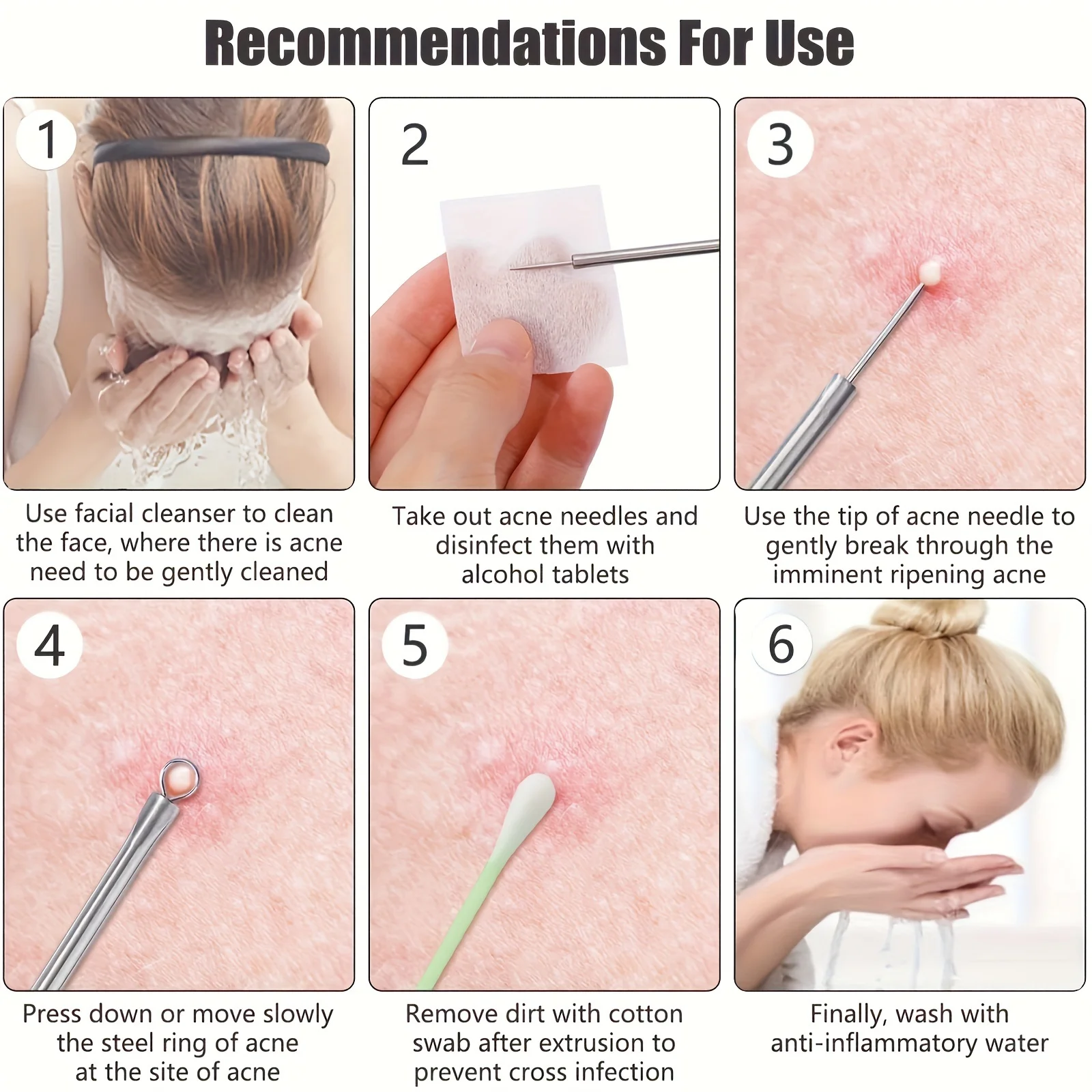 Stainless Steel Facial Care Beauty Kit. Suitable For Removing Nose Blackheads, Facial Acne And Facial Skin Blemishes