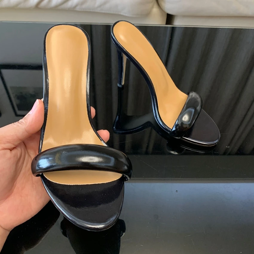 Seksowne buty na wysokim obcasie kapcie z okrągłymi klapkami z odkrytymi palcami letnie czółenka damskie modne damskie sandały na szpilkach