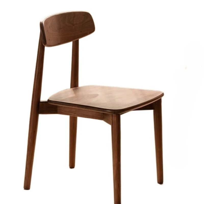 

Solid wood dining chair Nordic modern back chair Black walnut study desk chair