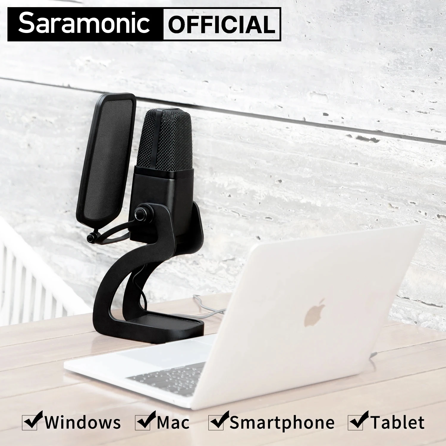 Saramonic SR-MV7000 Multi-Pattern Large Diaphragm Condenser Microphone for Computers iPhone 15 Android Mobile Devices Streaming