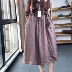 Hoogwaardige jurk in bosstijl Nieuwe retro halflange rok met bloemensplitsing en V-hals