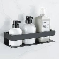 Étagère de salle de bain en acier inoxydable, organisateur mural de douche, coin de caddie, support d'accessoires de cuisine noir, support de rangement de toilette