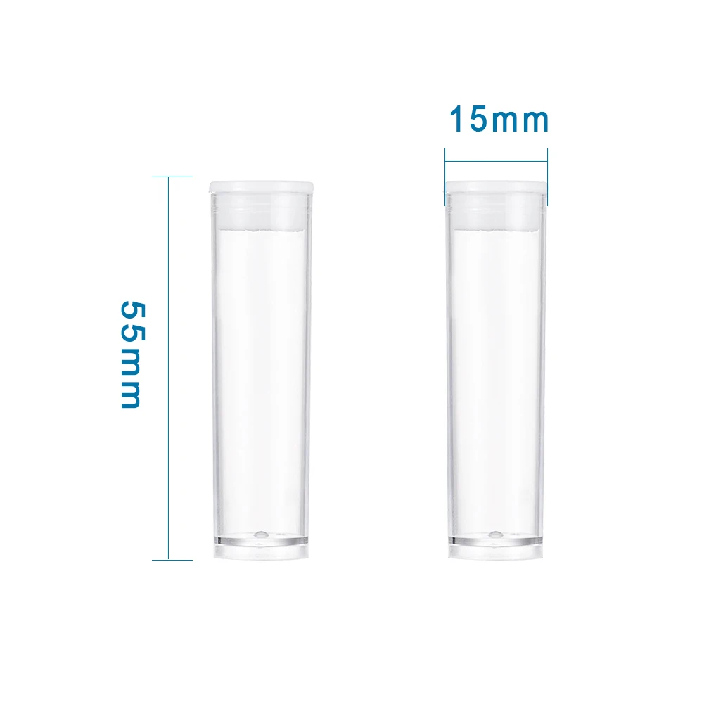 200pcs 3ml Clear Tube Plastic Jewelry Bead Container Jars with Lid for Jewelry Storage Packaging 15mm wide 55mm long