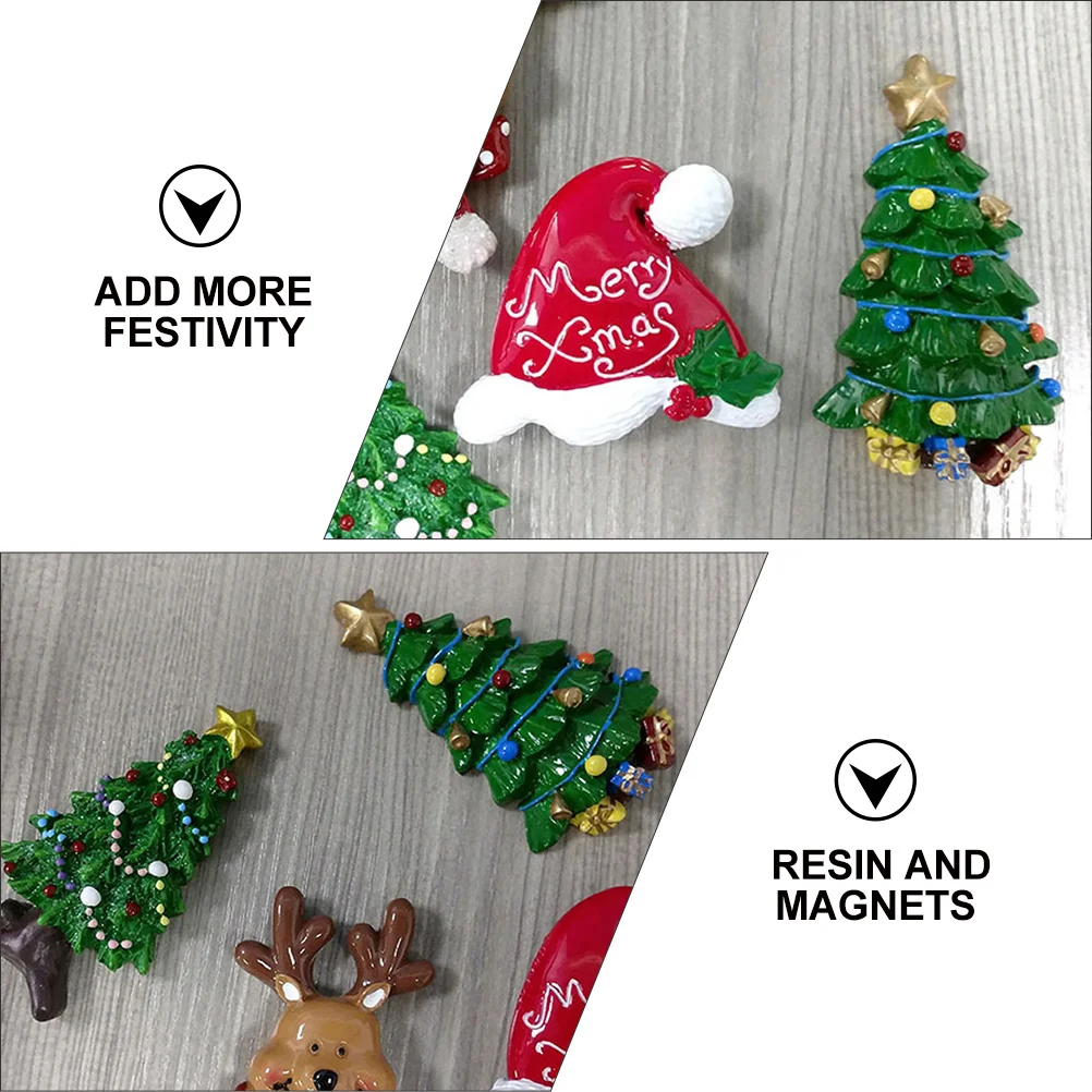 

2Pcs Christmas Fridge Magnets Resin Refrigerator Decor Cute Holiday Adornment for Fridge Microwave Oven Home Christmas
