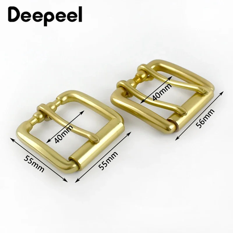 1Pc 40mm Solid Brass Belt Buckle for Men\'s Belts Adjuster Clasps Single Double Needle Pin Buckles DIY Hardware Accessories